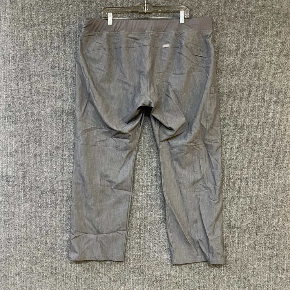FIGS Technical Collection Scrub Pants XXL Gray Heathered T21004 Teal Drawstring